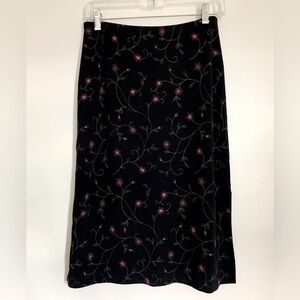 Casual Corner Black and Pink Floral A-Line Skirt
